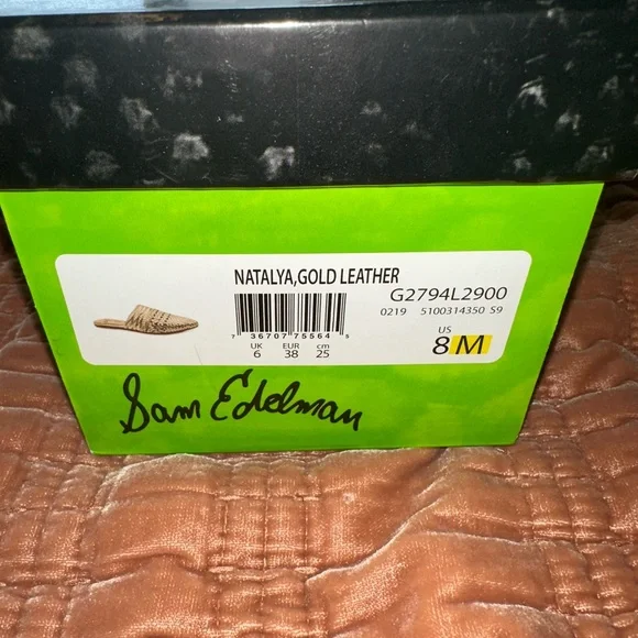 Sam Edelman Gold Woven Women's Mules - Picture 3 of 7